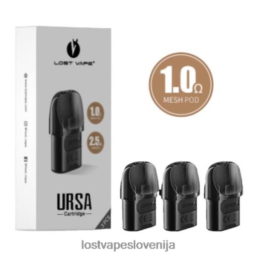Lost Vape Review Slovenija 4XFR6124 | Lost Vape URSA nadomestni stroki | 2,5 ml (3 paketi) črna 1.ohm